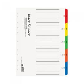 Munhwa File A190-7 Premium A4 5-Tab Art Paper Index Dividers with Writable Multi Color Tabs for Daily Document Organization